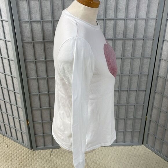 Roots White Long Sleeve Shirt with Heart Graphic, Women’s Size Small - Picture 3 of 6